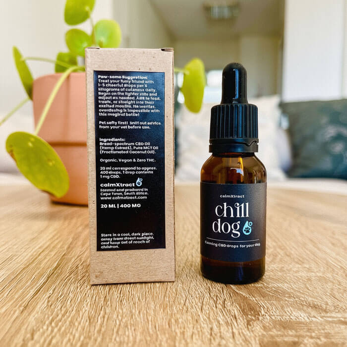 Natural calming solution for dogs in South Africa – Chill Dog pet CBD oil.